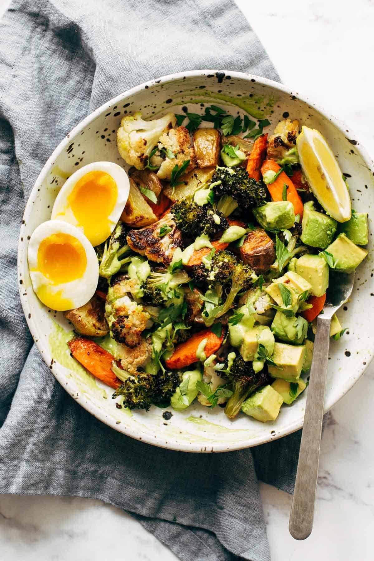 Roasted vegetable bowls.